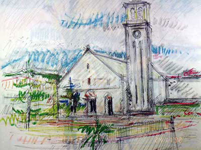 28-I43_L'église de Petite Ile_La Réunion 1992_Pastel 29x21